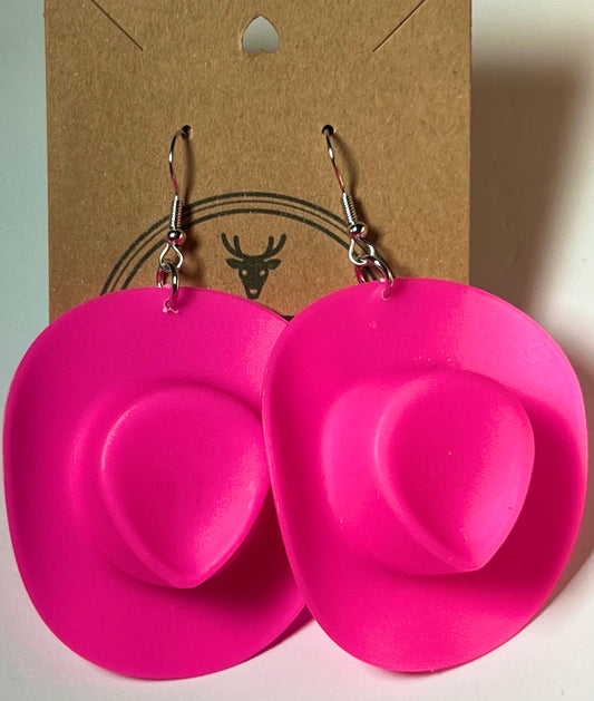 Pink Cowboy Hat Earrings